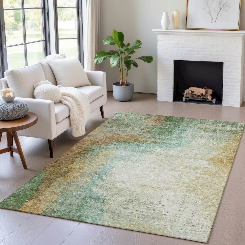 Machine Washable Indoor/Outdoor Chantille ACN2041 Aloe 3' x 5' Rug