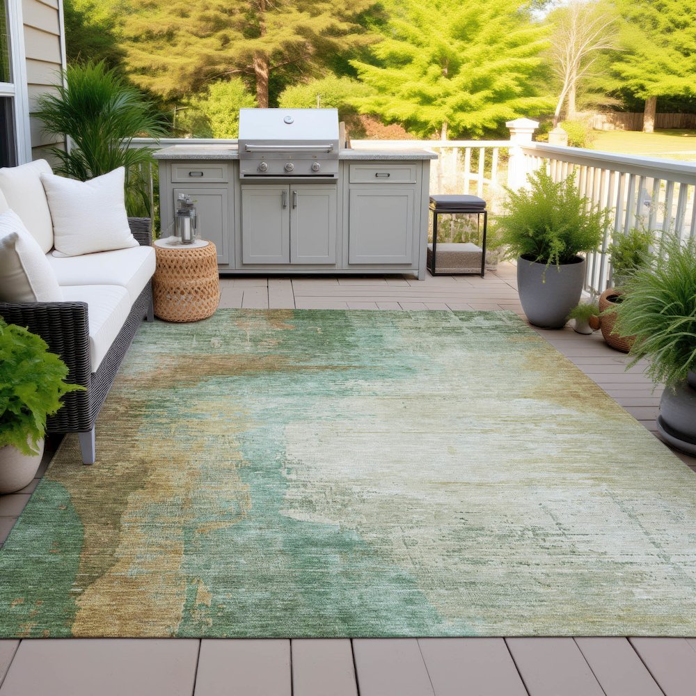 Machine Washable Indoor/Outdoor Chantille ACN2041 Aloe 3' x 5' Rug