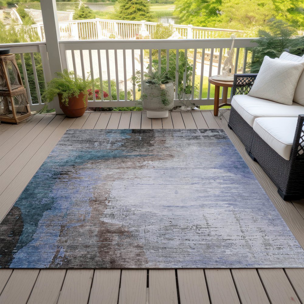 Machine Washable Indoor/Outdoor Chantille ACN2041 Brown 3' x 5' Rug