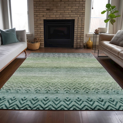 Machine Washable Indoor/Outdoor Chantille ACN2042 Teal 3' x 5' Rug