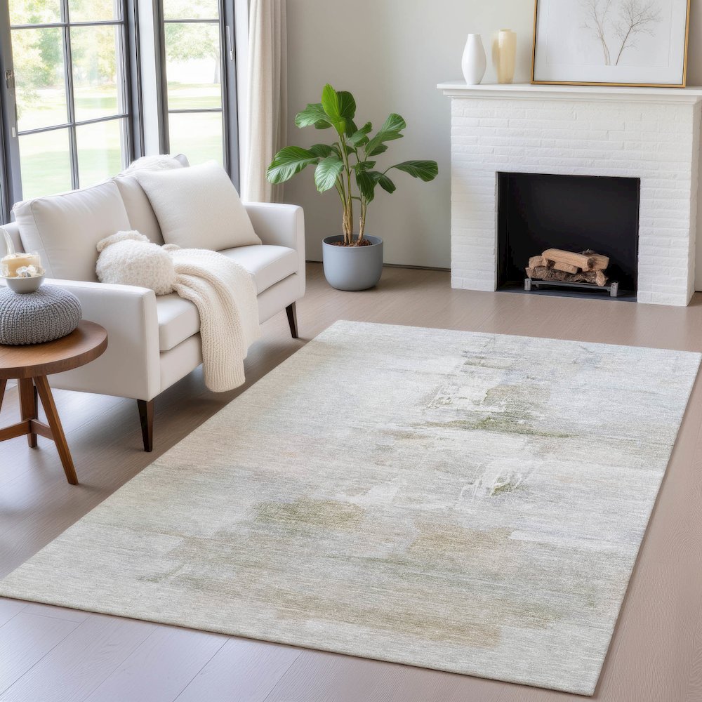 Machine Washable Indoor/Outdoor Chantille ACN2044 Linen 3' x 5' Rug
