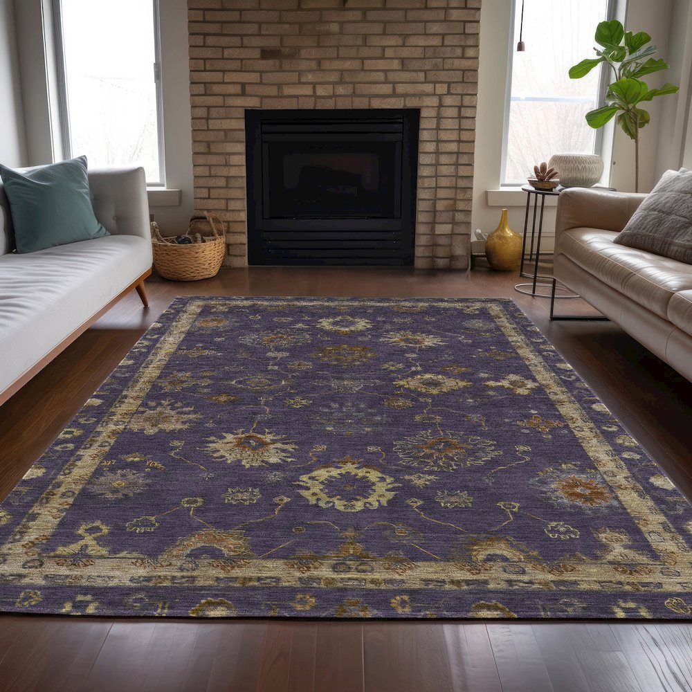 Machine Washable Indoor/Outdoor Chantille ACN2045 Eggplant 3' x 5' Rug