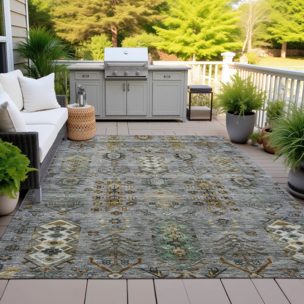 Machine Washable Indoor/Outdoor Chantille ACN2047 Pewter 3' x 5' Rug