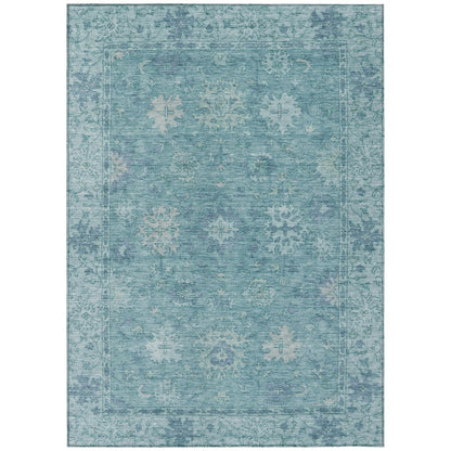 Machine Washable Indoor/Outdoor Chantille ACN2051 Teal 3' x 5' Rug