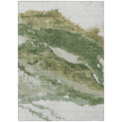 Machine Washable Indoor/Outdoor Chantille ACN2054 Green 3' x 5' Rug