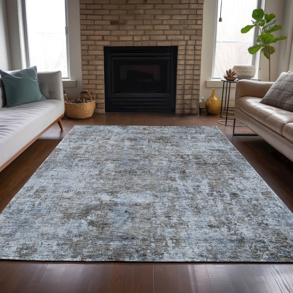 Machine Washable Indoor/Outdoor Chantille ACN2061 Blue 3' x 5' Rug
