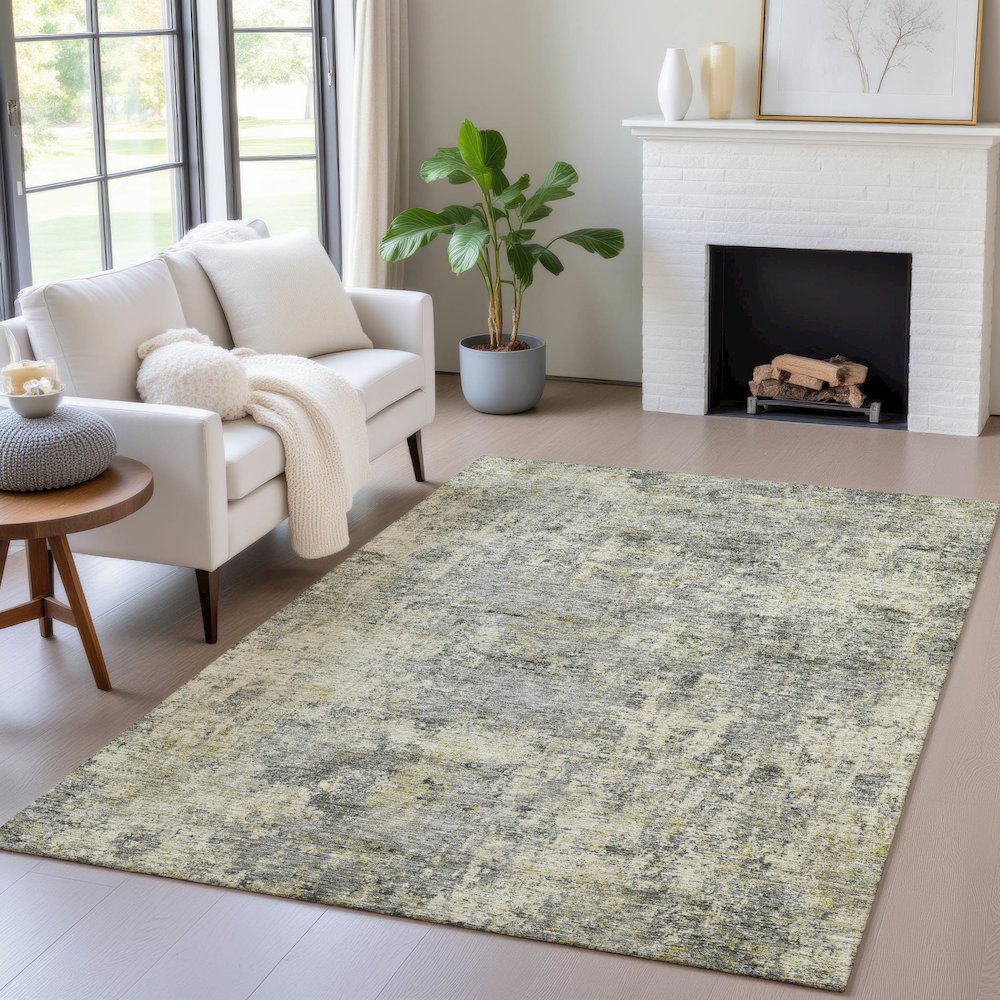 Machine Washable Indoor/Outdoor Chantille ACN2061 Pewter 3' x 5' Rug