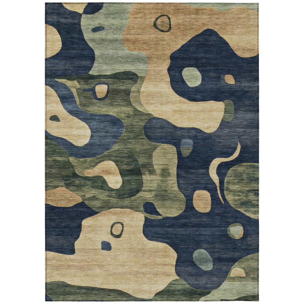 Machine Washable Indoor/Outdoor Chantille ACN2063 Navy 3' x 5' Rug