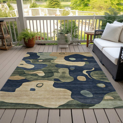Machine Washable Indoor/Outdoor Chantille ACN2063 Navy 3' x 5' Rug
