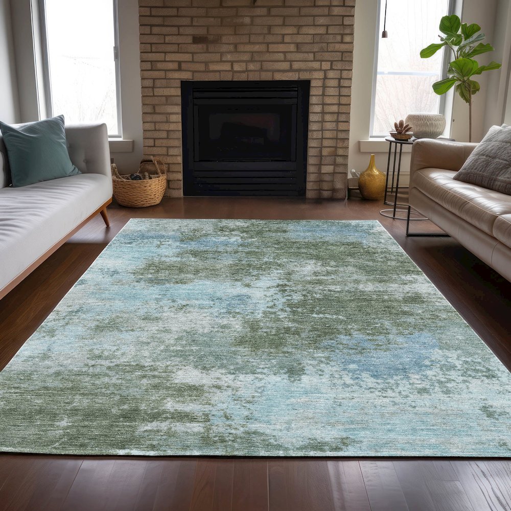 Machine Washable Indoor/Outdoor Chantille ACN2065 Sage 3' x 5' Rug