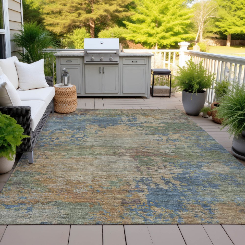 Machine Washable Indoor/Outdoor Chantille ACN2067 Denim 3' x 5' Rug