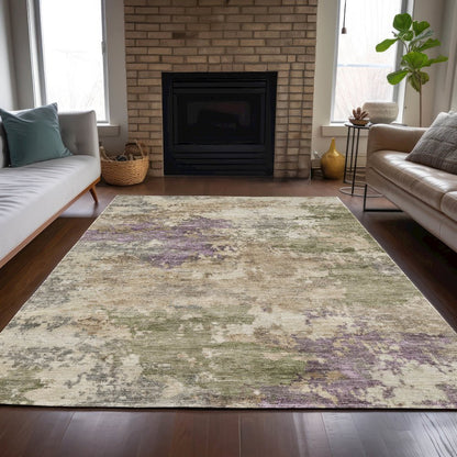Machine Washable Indoor/Outdoor Chantille ACN2068 Beige 3' x 5' Rug