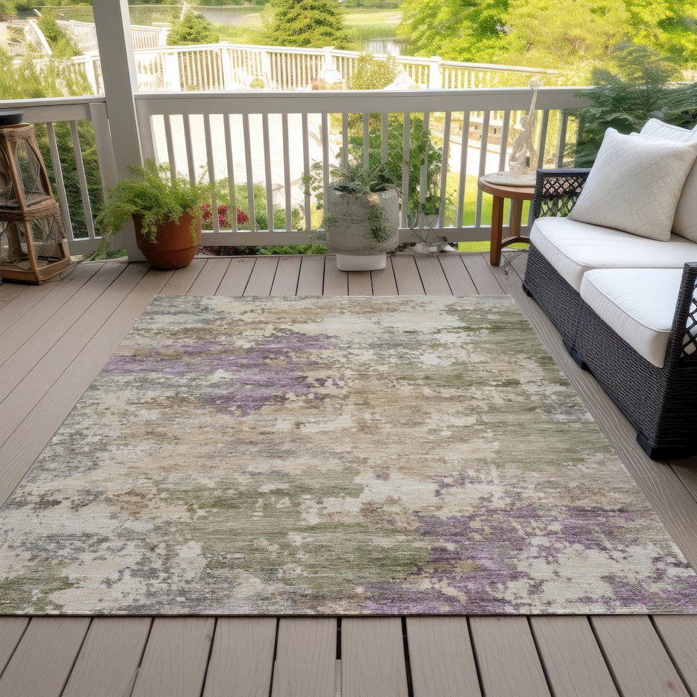 Machine Washable Indoor/Outdoor Chantille ACN2068 Beige 3' x 5' Rug