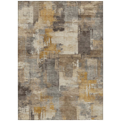Machine Washable Indoor/Outdoor Chantille ACN2069 Brown 3' x 5' Rug