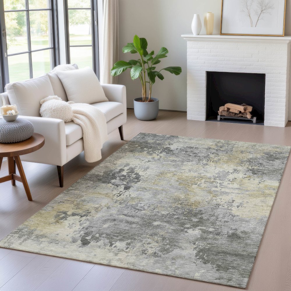 Machine Washable Indoor/Outdoor Chantille ACN2073 Pewter 3' x 5' Rug