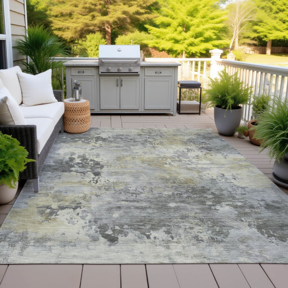 Machine Washable Indoor/Outdoor Chantille ACN2073 Pewter 3' x 5' Rug