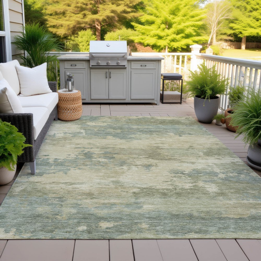 Machine Washable Indoor/Outdoor Chantille ACN2075 Seafoam 3' x 5' Rug