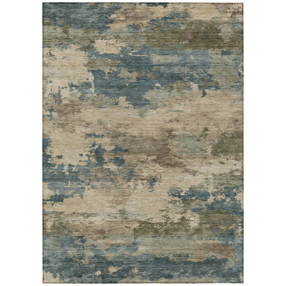Machine Washable Indoor/Outdoor Chantille ACN2075 Teal 3' x 5' Rug