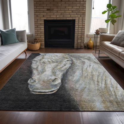 Machine Washable Indoor/Outdoor Chantille ACN2080 Ivory 3' x 5' Rug