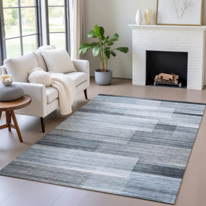 Machine Washable Indoor/Outdoor Chantille ACN2082 Denim 3' x 5' Rug