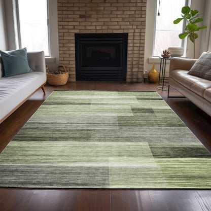 Machine Washable Indoor/Outdoor Chantille ACN2082 Green 3' x 5' Rug