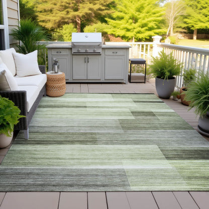 Machine Washable Indoor/Outdoor Chantille ACN2082 Green 3' x 5' Rug
