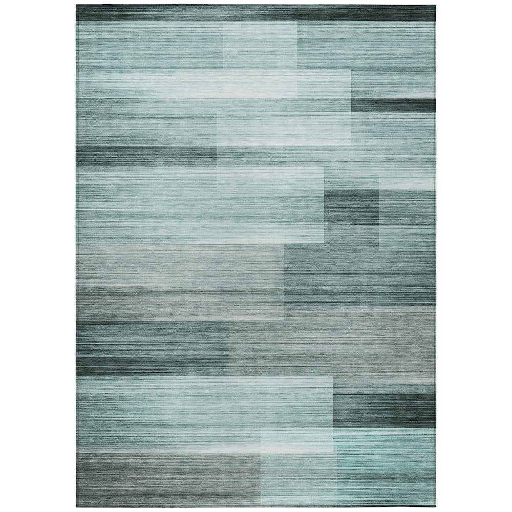 Machine Washable Indoor/Outdoor Chantille ACN2082 Teal 3' x 5' Rug