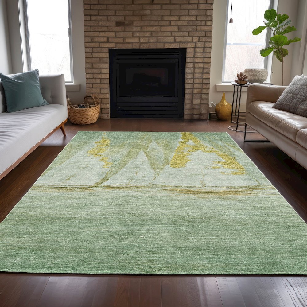 Machine Washable Indoor/Outdoor Chantille ACN2084 Green 3' x 5' Rug