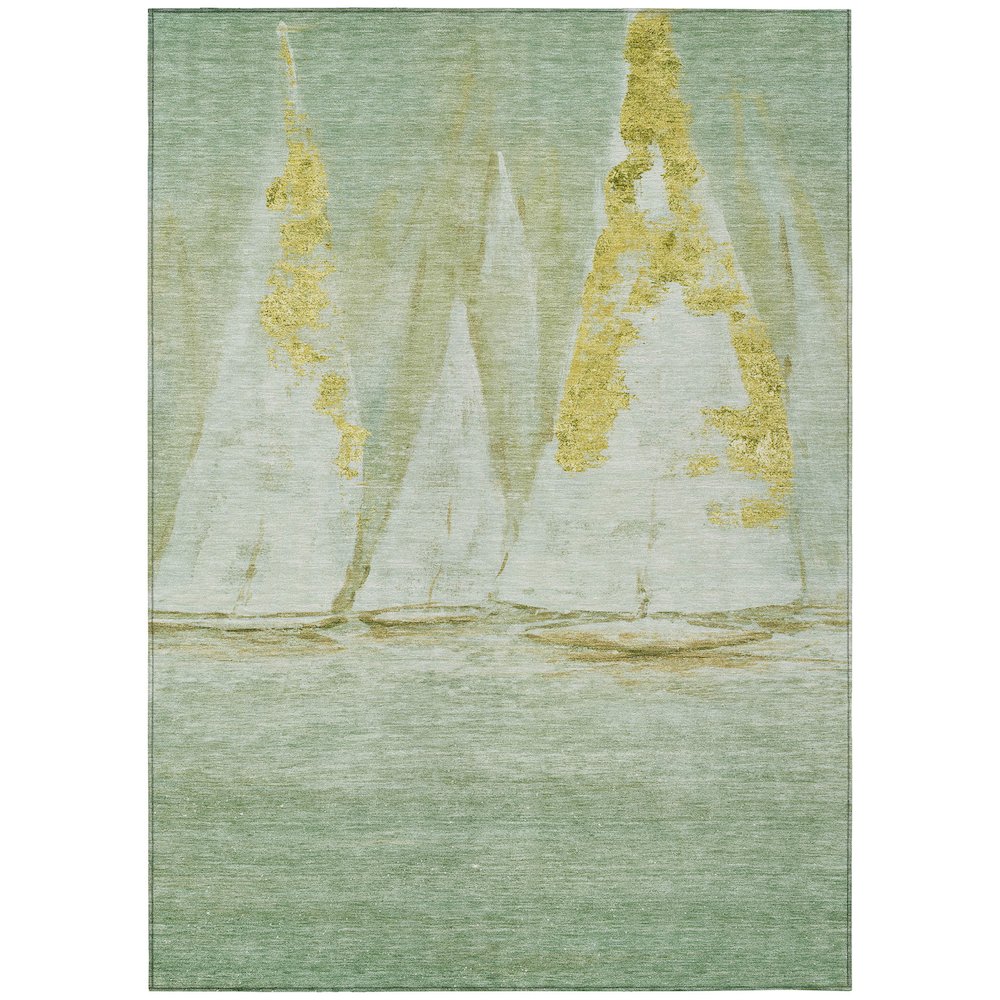 Machine Washable Indoor/Outdoor Chantille ACN2084 Green 3' x 5' Rug