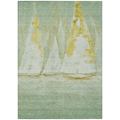 Machine Washable Indoor/Outdoor Chantille ACN2084 Green 3' x 5' Rug