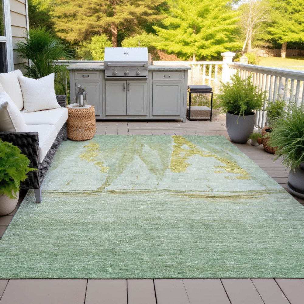 Machine Washable Indoor/Outdoor Chantille ACN2084 Green 3' x 5' Rug