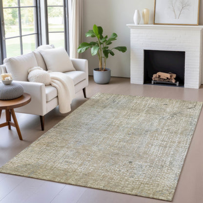 Machine Washable Indoor/Outdoor Chantille ACN2087 Beige 3' x 5' Rug