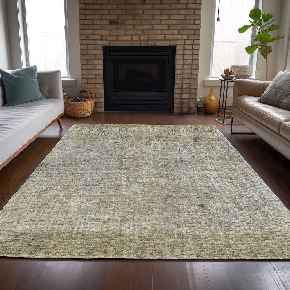 Machine Washable Indoor/Outdoor Chantille ACN2087 Beige 3' x 5' Rug