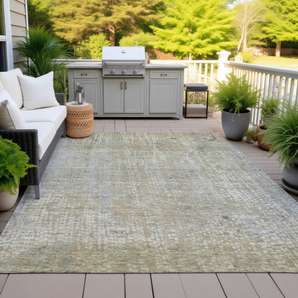 Machine Washable Indoor/Outdoor Chantille ACN2087 Beige 3' x 5' Rug