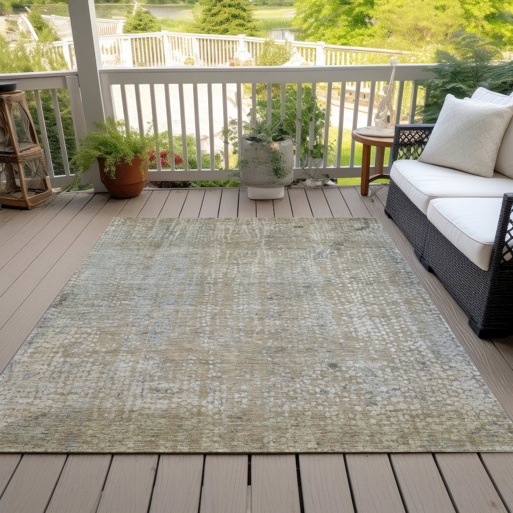 Machine Washable Indoor/Outdoor Chantille ACN2087 Beige 3' x 5' Rug