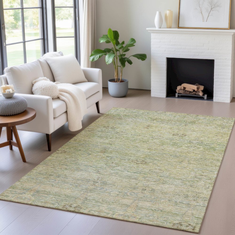 Machine Washable Indoor/Outdoor Chantille ACN2090 Green 3' x 5' Rug