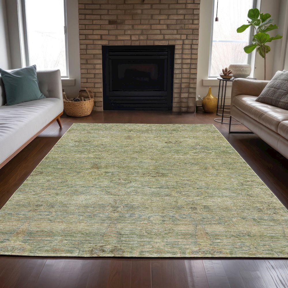 Machine Washable Indoor/Outdoor Chantille ACN2090 Green 3' x 5' Rug
