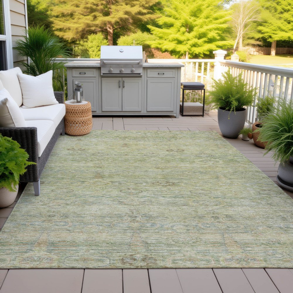 Machine Washable Indoor/Outdoor Chantille ACN2090 Green 3' x 5' Rug