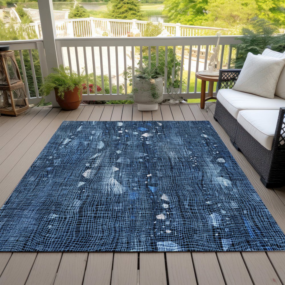 Machine Washable Indoor/Outdoor Chantille ACN2092 Blue 3' x 5' Rug