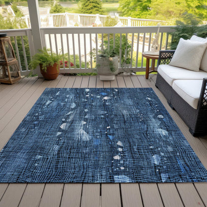 Machine Washable Indoor/Outdoor Chantille ACN2092 Blue 3' x 5' Rug