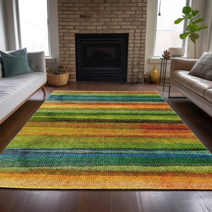 Machine Washable Indoor/Outdoor Chantille ACN2093 Green 3' x 5' Rug