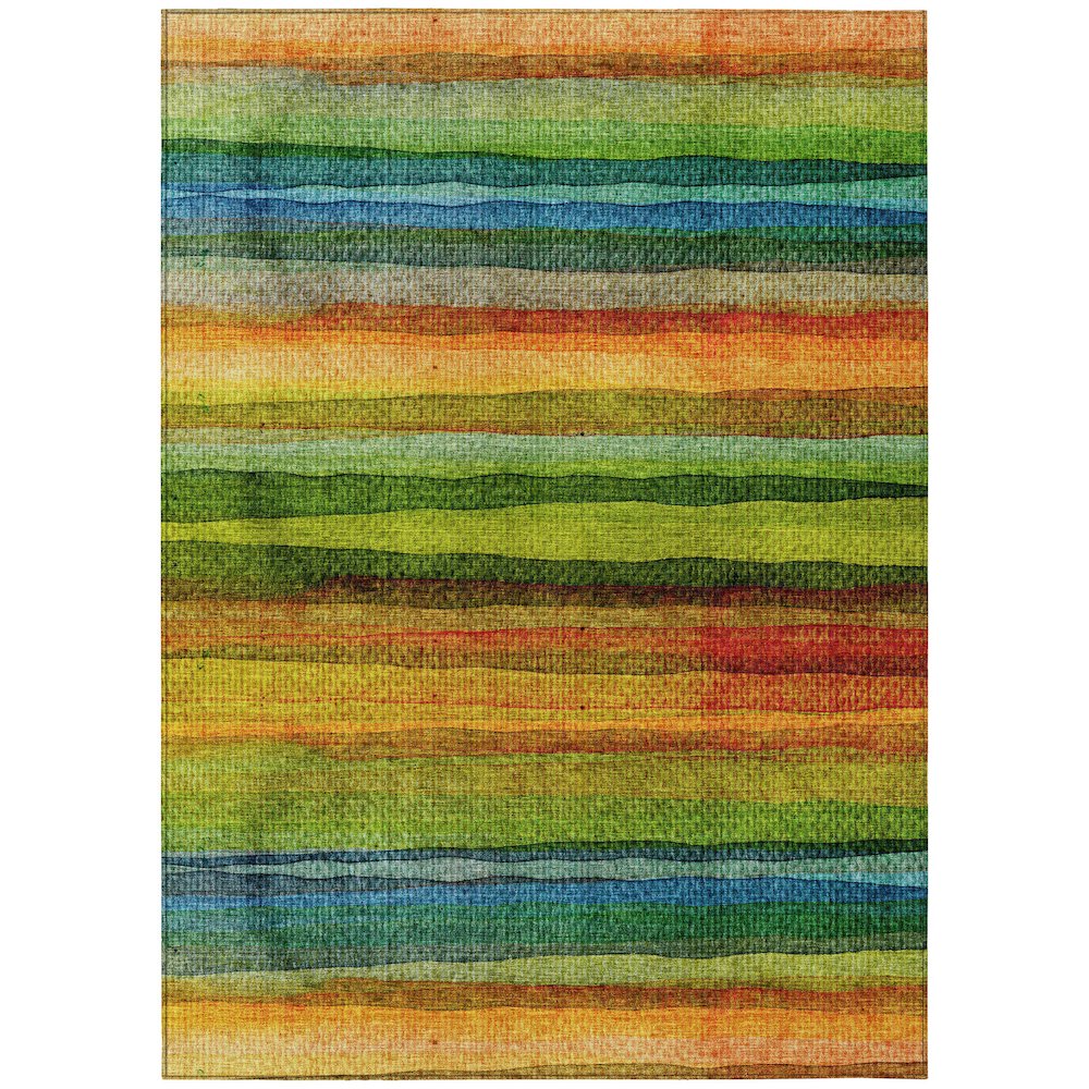 Machine Washable Indoor/Outdoor Chantille ACN2093 Green 3' x 5' Rug