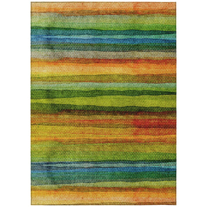 Machine Washable Indoor/Outdoor Chantille ACN2093 Green 3' x 5' Rug