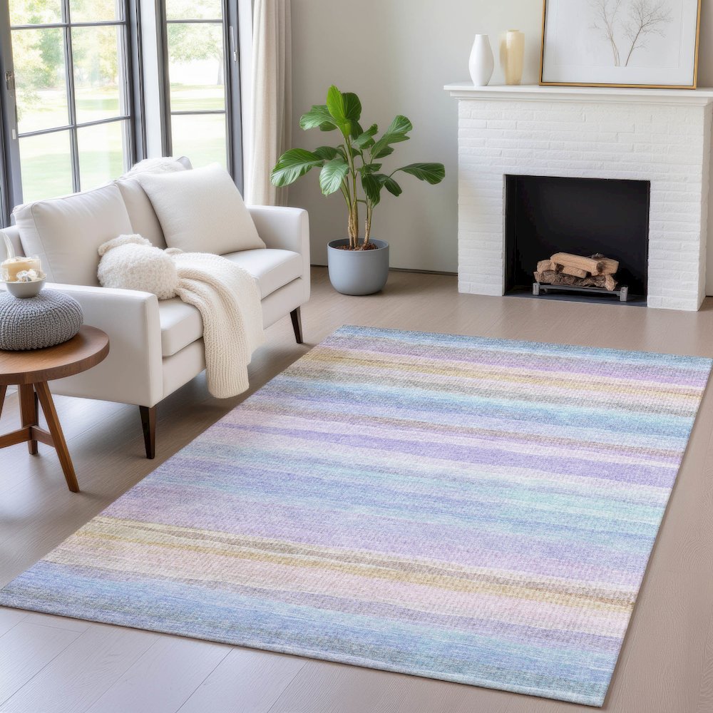 Machine Washable Indoor/Outdoor Chantille ACN2093 Lavender 3' x 5' Rug