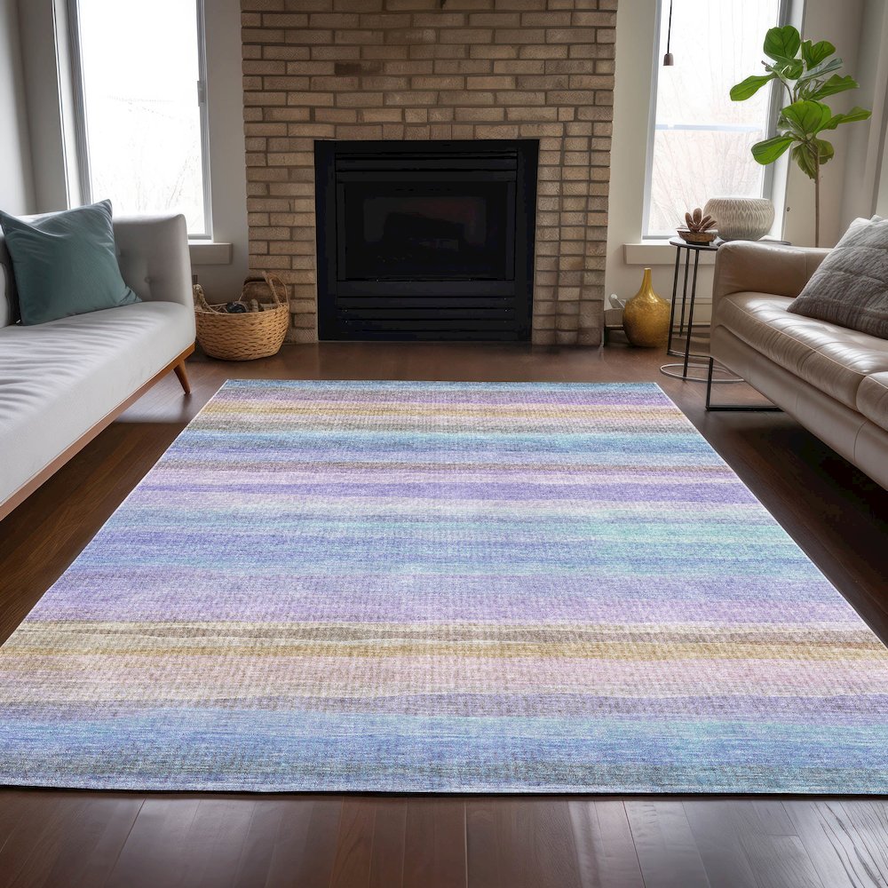Machine Washable Indoor/Outdoor Chantille ACN2093 Lavender 3' x 5' Rug