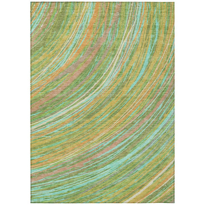 Machine Washable Indoor/Outdoor Chantille ACN2094 Green 3' x 5' Rug