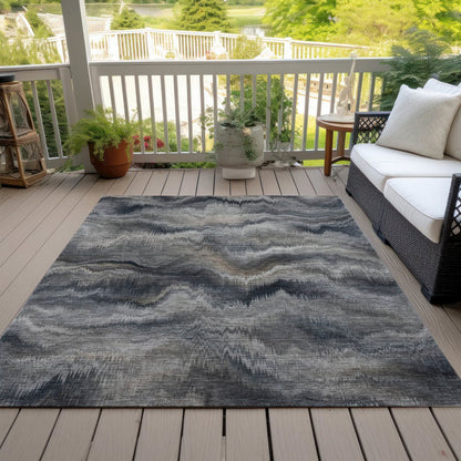 Machine Washable Indoor/Outdoor Chantille ACN2095 Gray 3' x 5' Rug