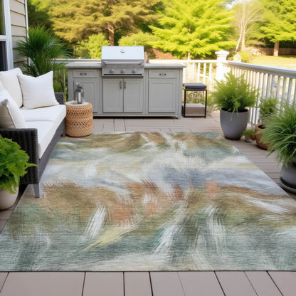 Machine Washable Indoor/Outdoor Chantille ACN2096 Beige 3' x 5' Rug