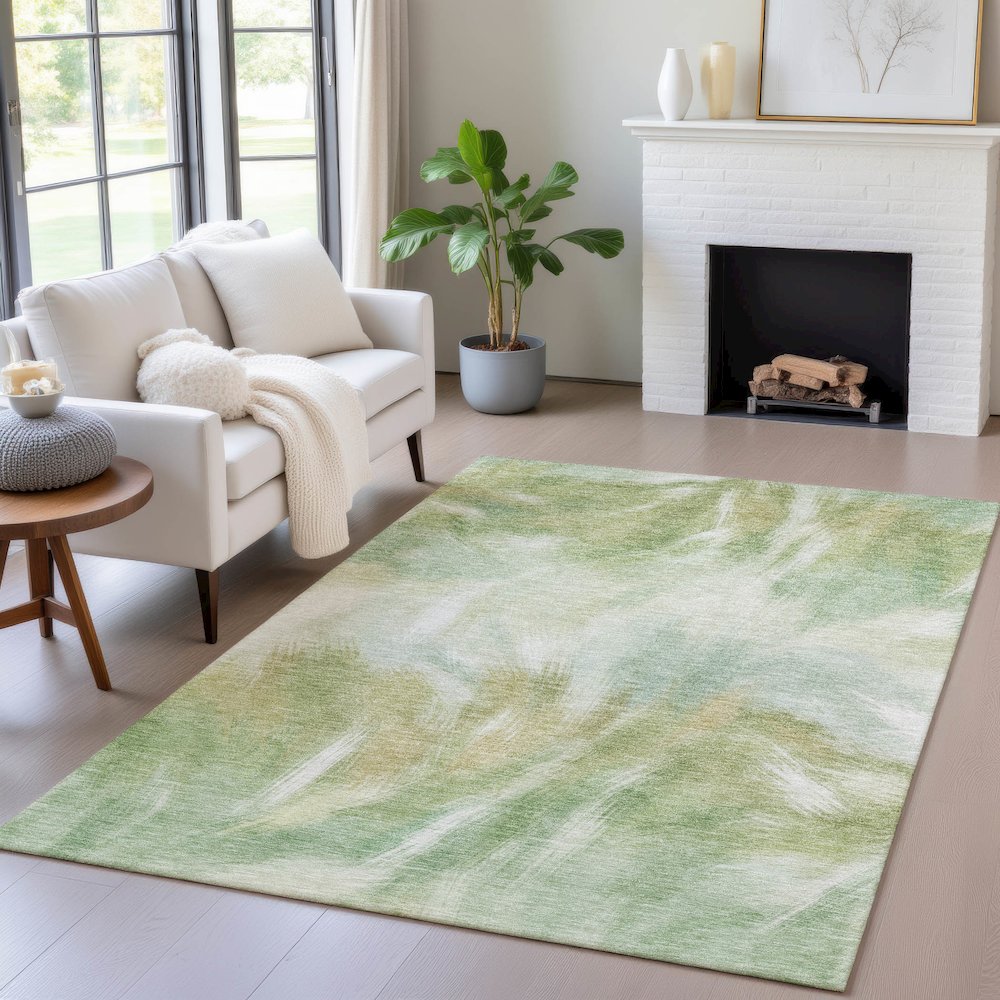 Machine Washable Indoor/Outdoor Chantille ACN2096 Green 3' x 5' Rug