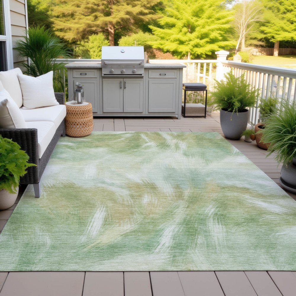 Machine Washable Indoor/Outdoor Chantille ACN2096 Green 3' x 5' Rug